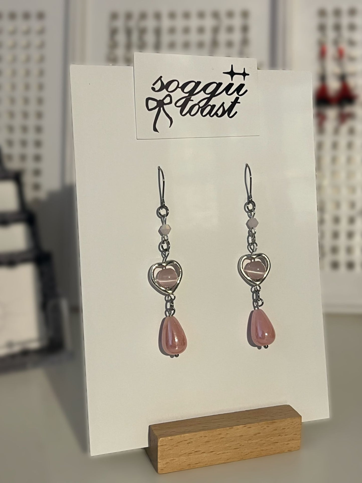 Pink Heart Drop Earrings