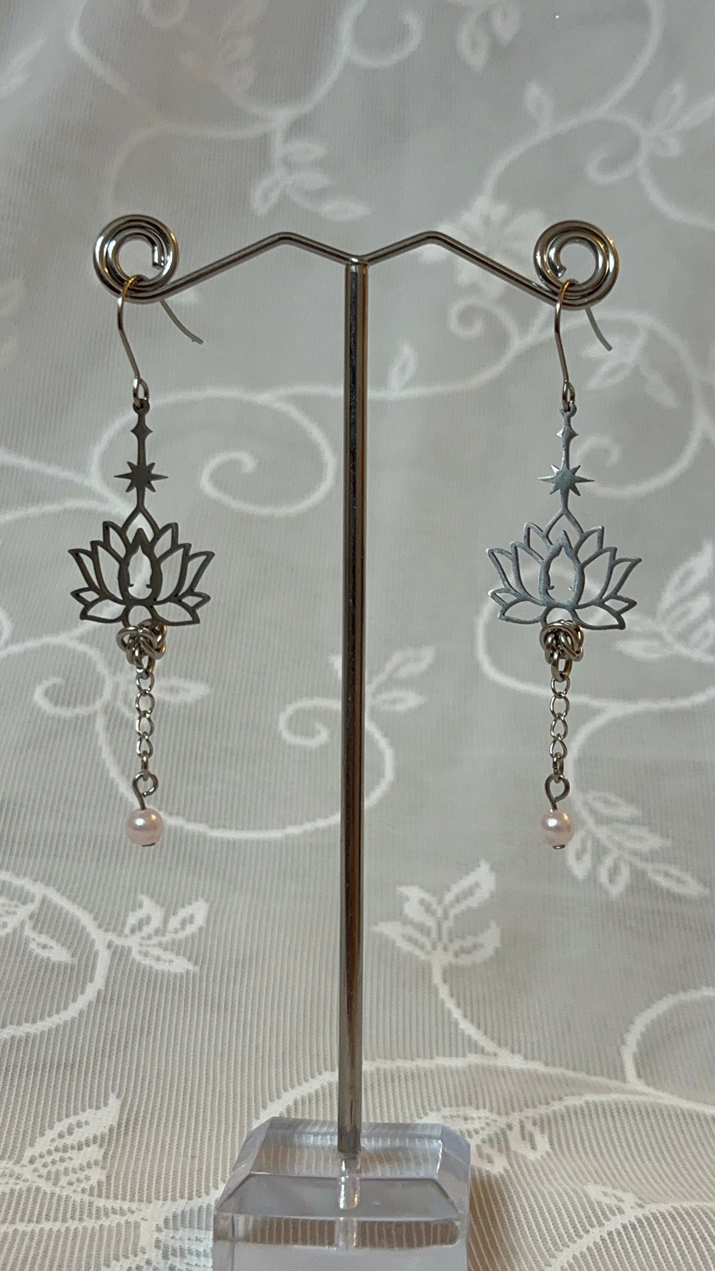 Floating Lotus Chainmail Earrings