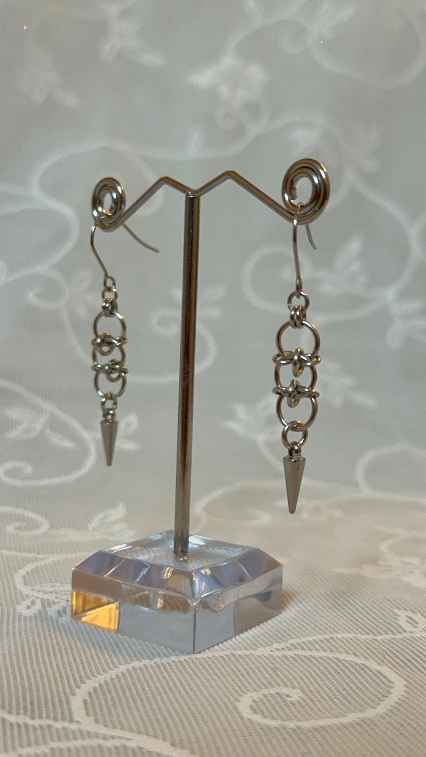 Vertebrae Chainmail Spike Earrings