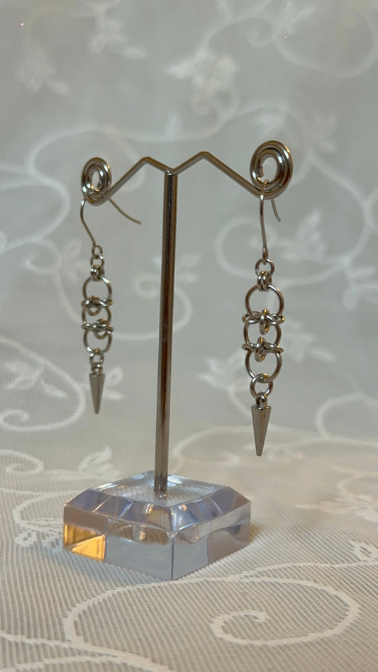 Vertebrae Chainmail Spike Earrings