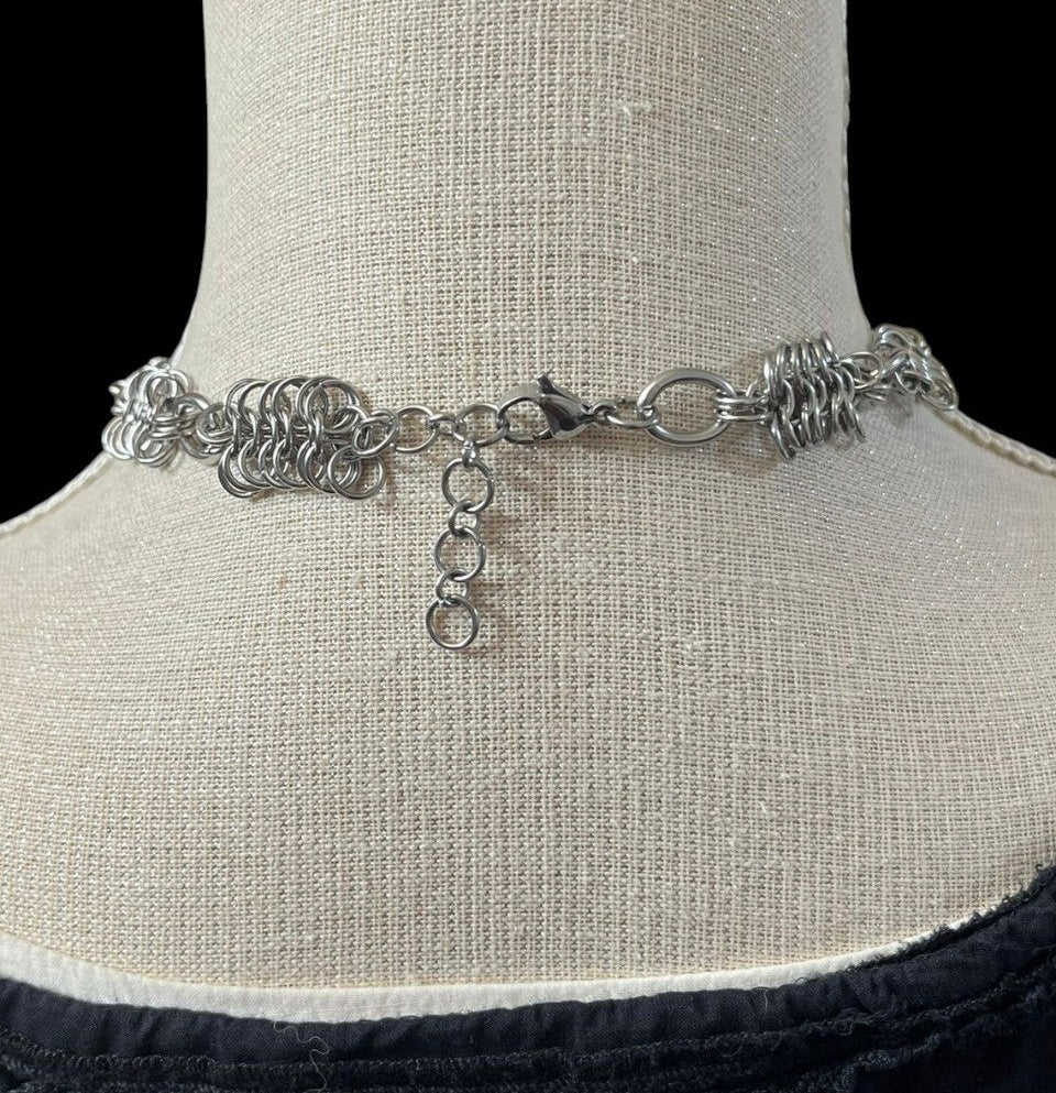 Silver Fangs Chainmail Necklace
