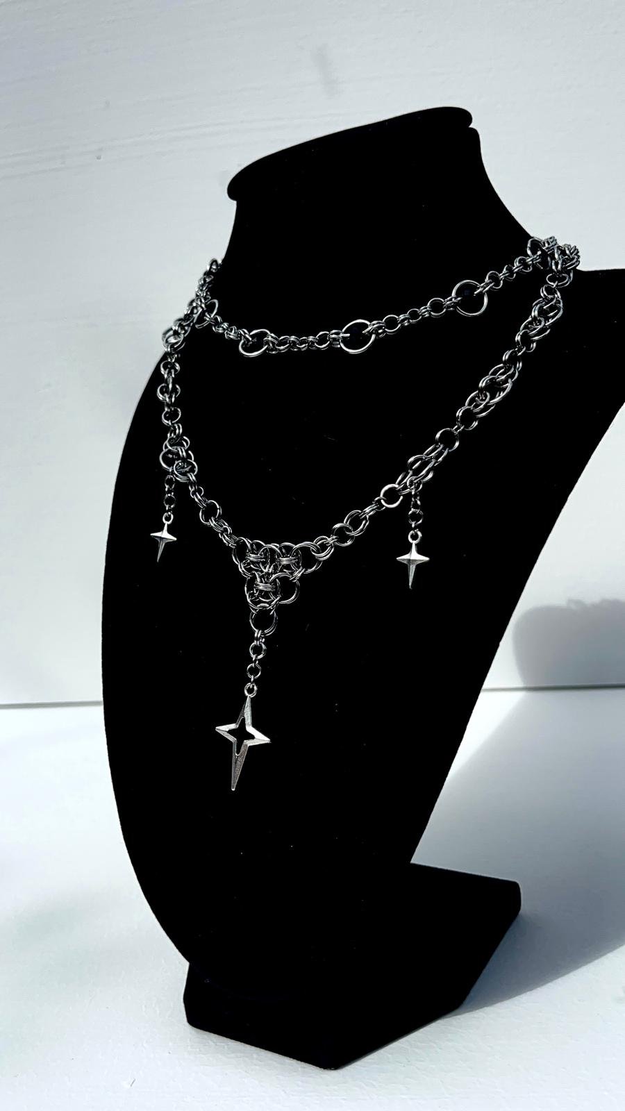 Interlace Choker 01 - Black Bead Chainmail