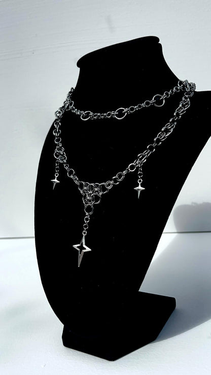 Interlace Choker 01 - Black Bead Chainmail