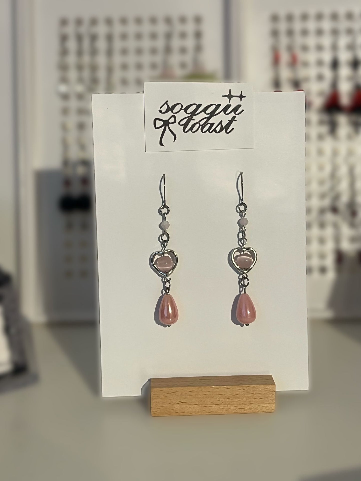 Pink Heart Drop Earrings