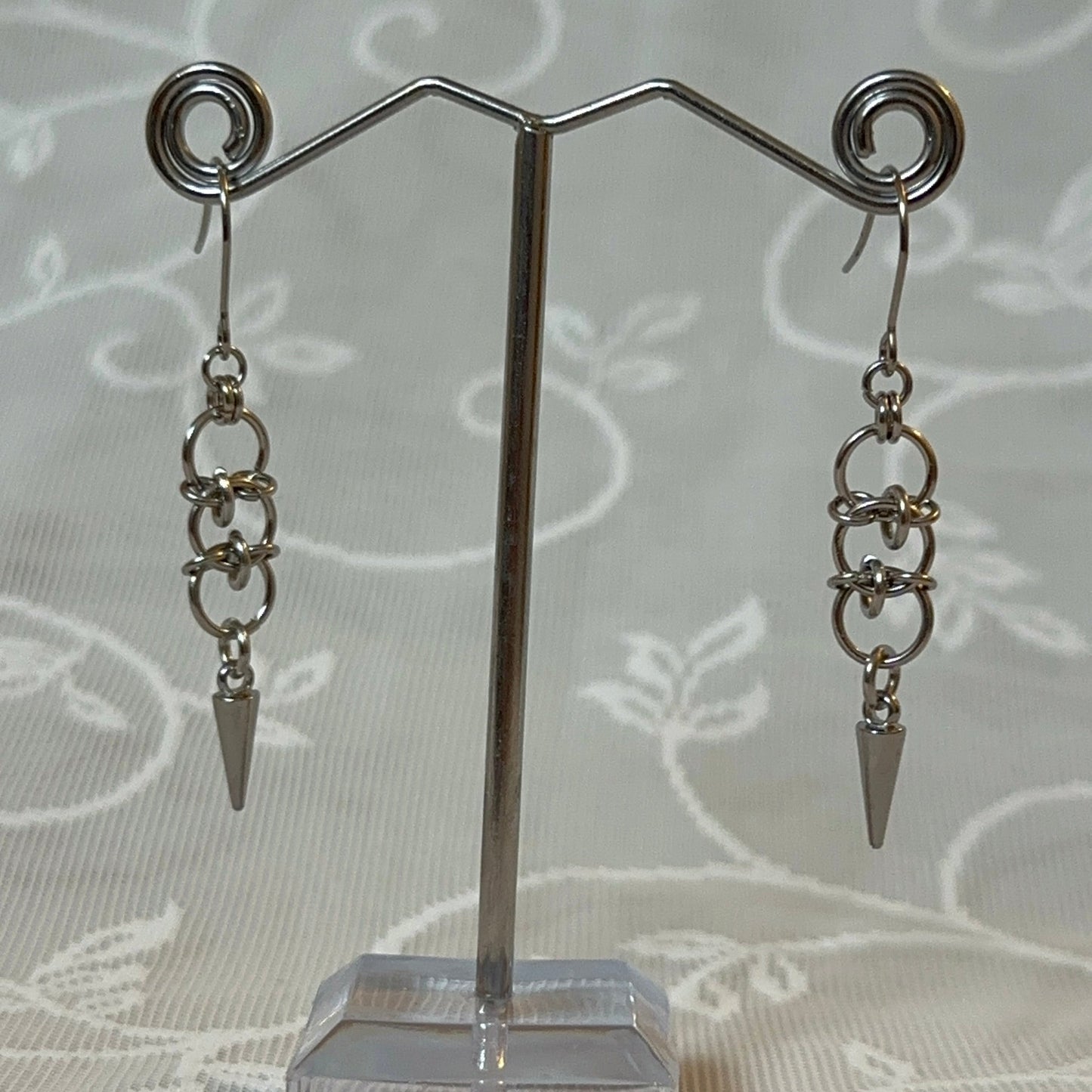 Vertebrae Chainmail Spike Earrings