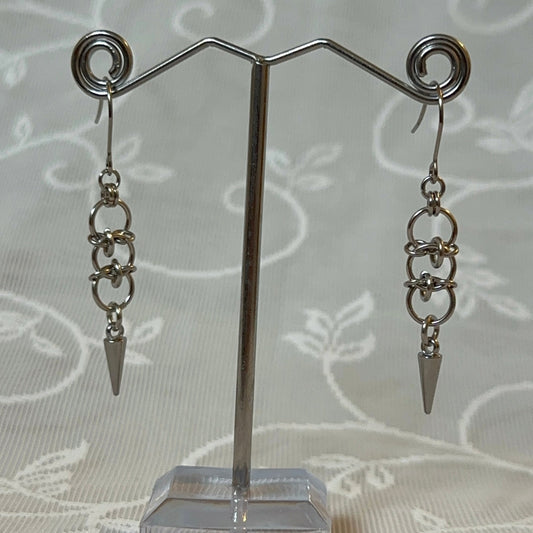 Vertebrae Chainmail Spike Earrings