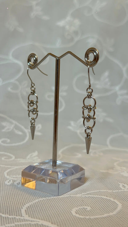 Vertebrae Chainmail Spike Earrings