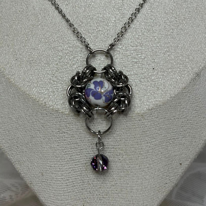Ensnared Flower Chainmail Pendant Necklace