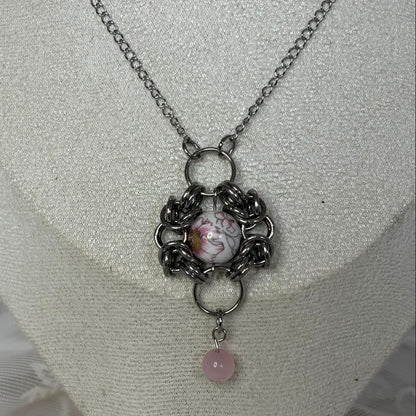 Ensnared Flower Chainmail Pendant Necklace
