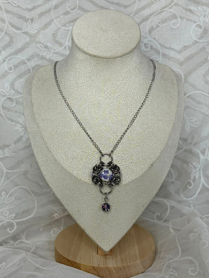 Ensnared Flower Chainmail Pendant Necklace