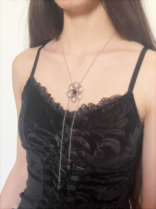 Floral Droplets Chainmail Pendant Necklace