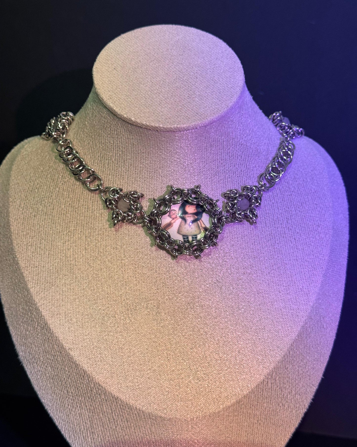 Night Owl Chainmail Cabochon Choker