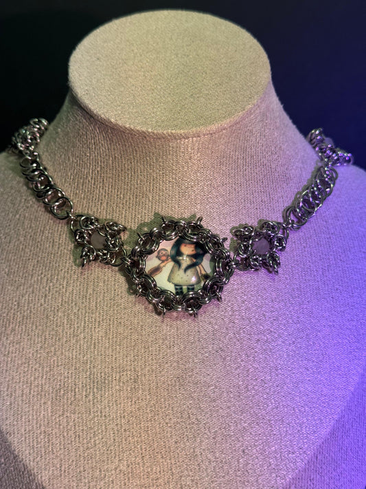 Night Owl Chainmail Cabochon Choker