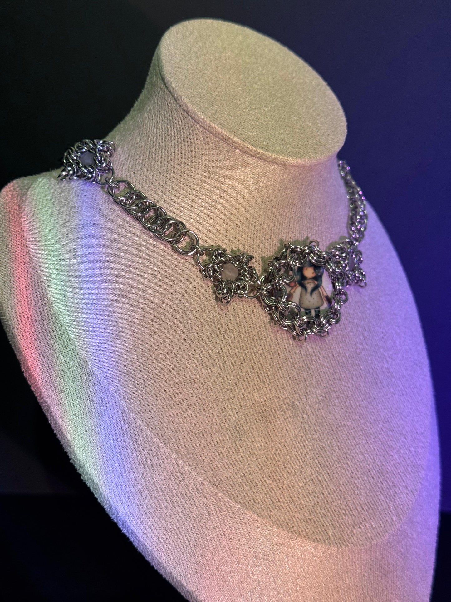 Night Owl Chainmail Cabochon Choker
