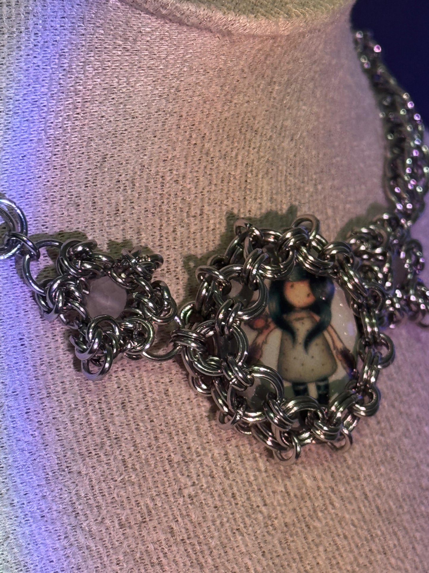 Night Owl Chainmail Cabochon Choker