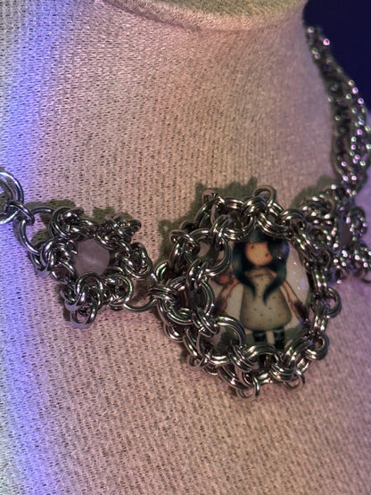 Night Owl Chainmail Cabochon Choker