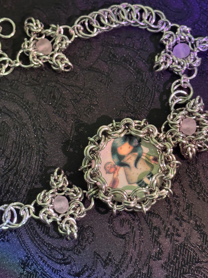 Night Owl Chainmail Cabochon Choker