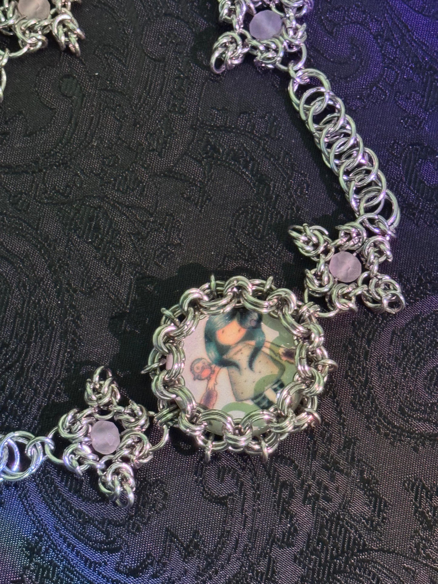 Night Owl Chainmail Cabochon Choker