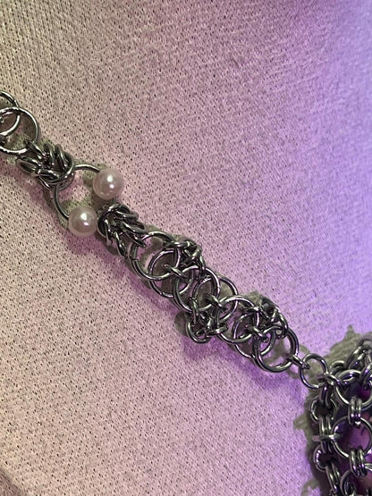 Pink Doll Chainmail Cabochon Choker