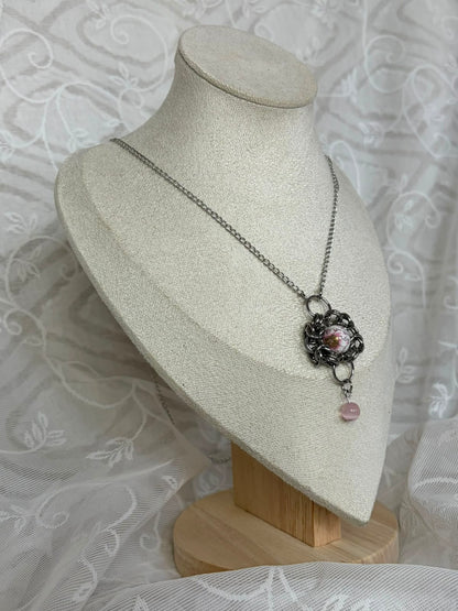 Ensnared Flower Chainmail Pendant Necklace