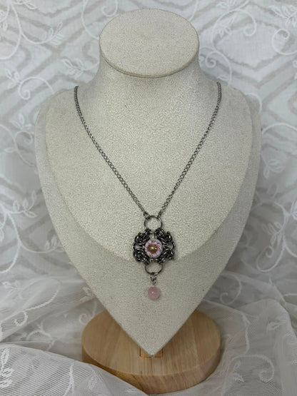 Ensnared Flower Chainmail Pendant Necklace