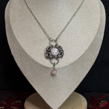 Ensnared Flower Chainmail Pendant Necklace