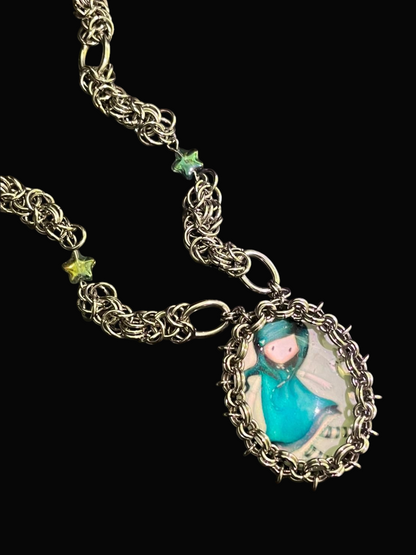 Mizuki Chainmail Cabochon Necklace
